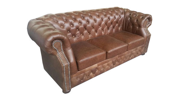 Chesterfield Vintage 100% Italienisches Rindsleder Sofa Couch Polster