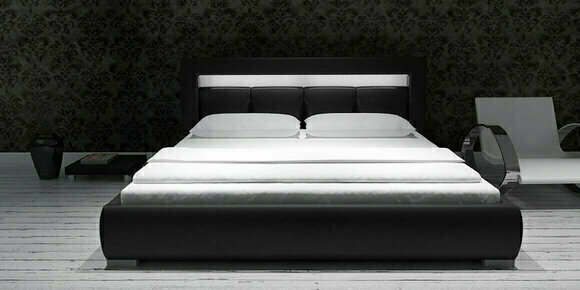 Designer Polsterbett Bett Doppelbett Lederbett Betten mit Beleuchtung Lagerware Moon 180x200cm