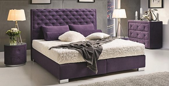 Continental Boxspring Bett Betten Polster Hoch Doppel Leder Textil Bett Neu