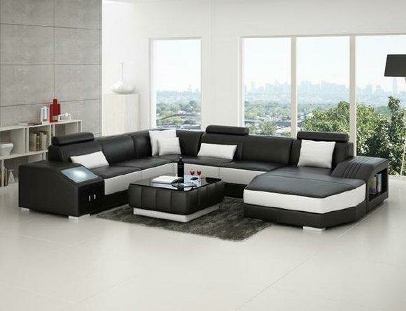 Wohnlandschaft Polster Ecke Eck Sofa Couch Garnitur Landschaft Leder