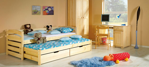 Bett mit Bettkasten Doppelbett 2 x Betten Kinderbett Jugendbett Stauraumbett