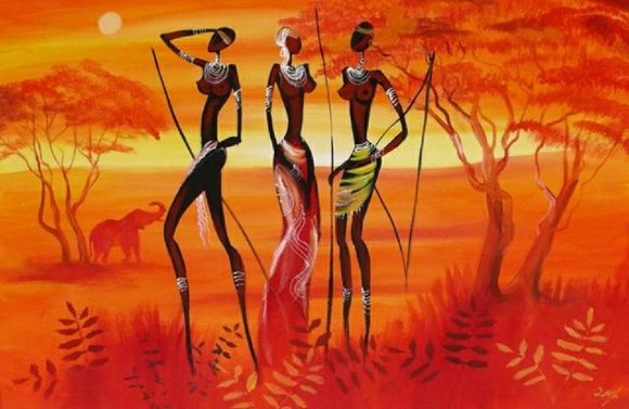 Afrika Keilrahmen Ölbild Gemälde Leinwand Ölbild Bild Bilder G02719