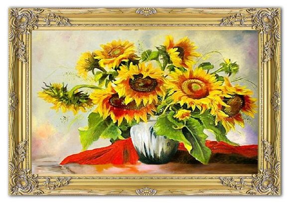 Sonnenblumen - Blumen Pflanzen Bilder Gemälde Ölbilder Ölbild Mit Rahmen