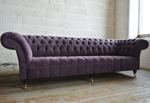 XXL Big Sofa Couch Chesterfield 245cm Polster Sofas 4 Sitzer Leder