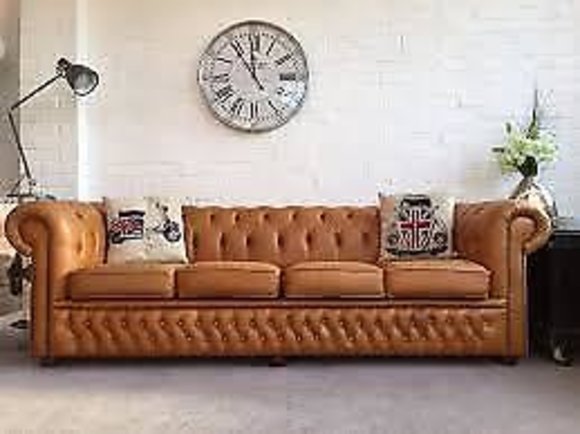 XXL Big Sofa Couch Chesterfield 245cm Polster Sofas 4 Sitzer Leder