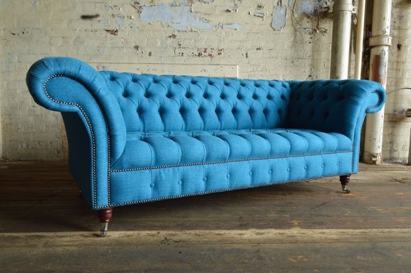 Chesterfield Design Luxus Polster Sofa Couch Sitz Garnitur Leder Textil