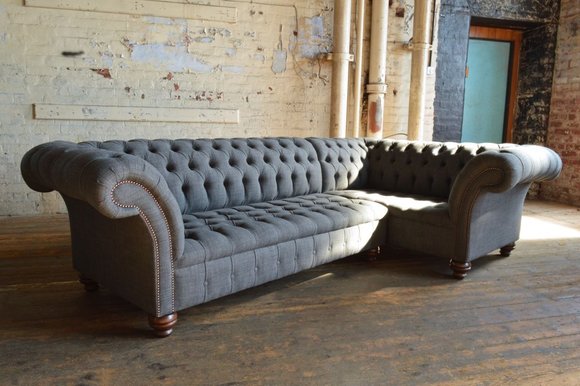 Chesterfield Ecksofa Sofa Couch Ledersofa Polster Eck Couch Garnitur