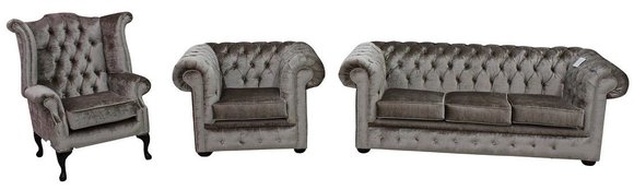 Chesterfield Sofagarnitur Leder Textil Chesterfield Komplett Set Sofa