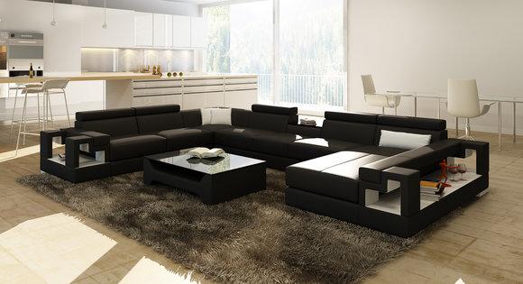 XXL Big Wohnlandschaft Ledersofa Sofa Couch Polster Sofas Garnitur Eck