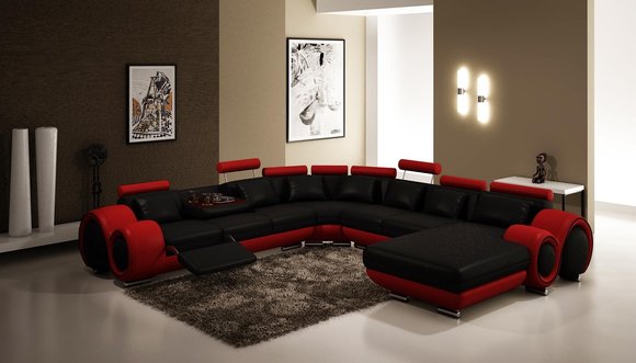 Ledersofa Couch Wohnlandschaft Ecksofa Eck Garnitur Design Modern Sofa A1163B
