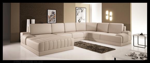 Designer Polster Ledersofa Couch U-Form Modern Wohnlandschaft