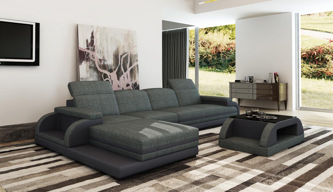 Ledersofa Couch Wohnlandschaft L-Form Design Modern Sofa Ecksofa