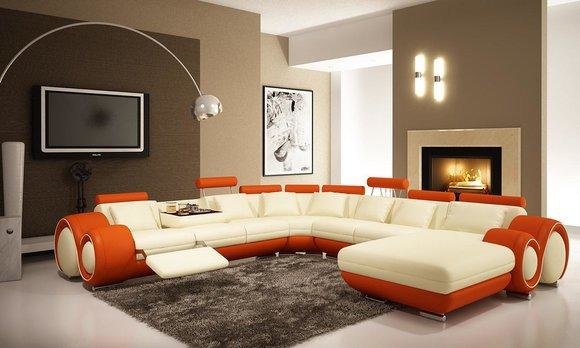Multifunktions Ledercouch Couch Sofa Polster Ecksofa Moderne XXL Big