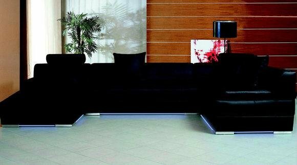 Ledersofa Couch Wohnlandschaft Ecksofa Eck Garnitur Design Modern