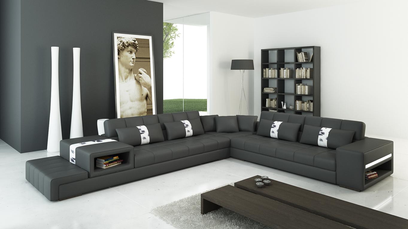 Ledersofa Couch Wohnlandschaft Ecksofa Eck Garnitur Design Modern Sofa 6141