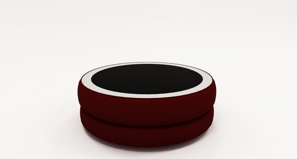 Runder Rund Wonzimmer Glas Tisch Polster Beistell Modern Leder Sofatisch