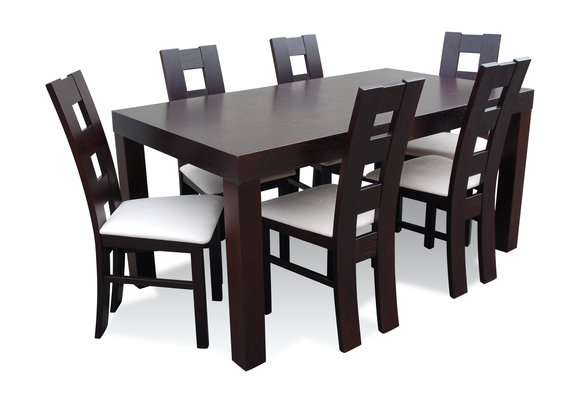 Designer Esstisch Gruppe Stuhl Tische Holz Tisch Büro Esszimmer + 6 Stühlen