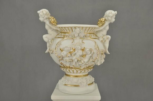 Design Blumen Topf Dekoration XXL Vase Vasen Handarbeit Deko Kelch