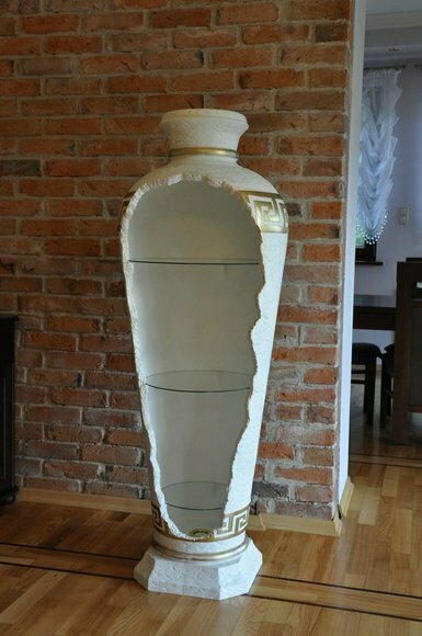 XXL Medusa Antik Stil Vitrine Bar Boden Vase Schrank Vintrinen Säule 153cm