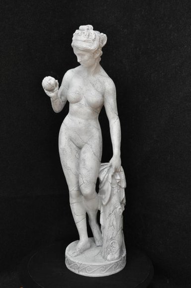 Antik Marmor Stil Statue Eva mit Apfel XXL Figur Statuen Skulptur Deko