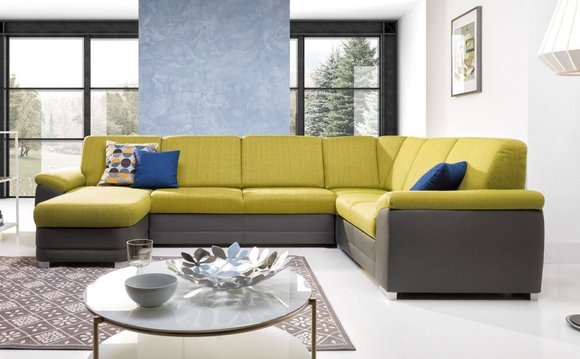 Ecksofa Wohnlandschaft Sofa Couch Polster Eck Garnitur U Form Stoff Sofas