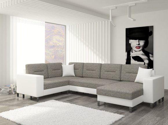 Wohnlandschaft Ecksofa Sofa Couch Polster Textil Eck Textil Stoff Garnitur