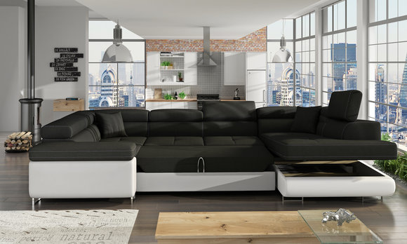 Wohnlandschaft Sofa Schlafsofa Couch Polster Eckgarnitur Bettfunktion Ecksofa