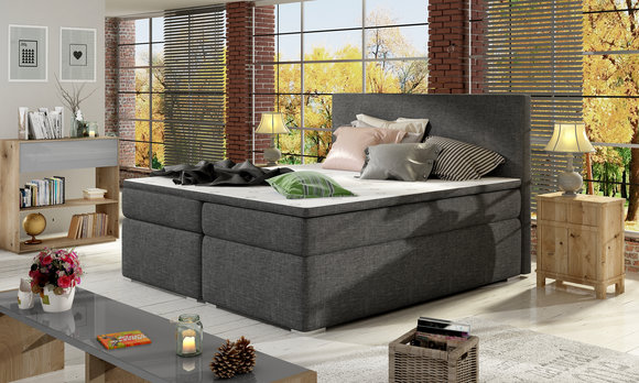 Lederbett Polster Bett Boxspring Betten Bettkasten Matratze Topper 180x200cm