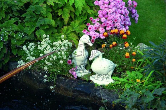 Garten Dekoration Ente Terrasse Stein Figuren Figur Statue Skulptur Vogel