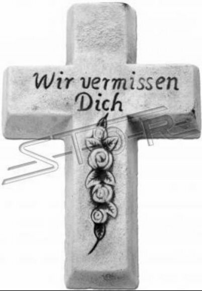 Grabengel Kreuz Grab Deko Grabschmuck Stein Dekoration Statue