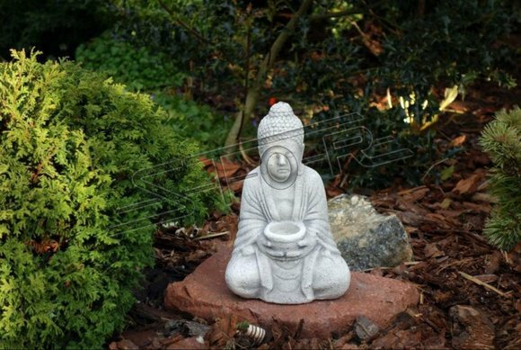 Buddha Skulptur in Steinoptik. Große Skulptur für Garten und Wohnbereich