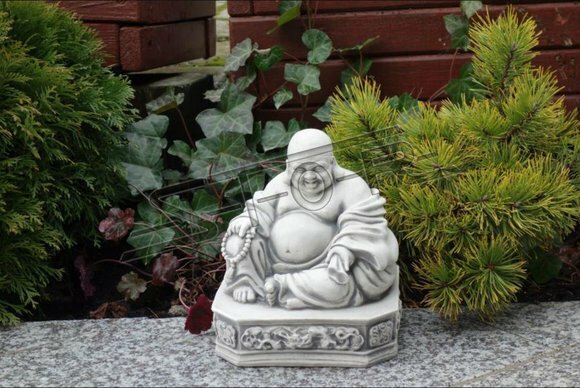 Buddha Skulptur in Steinoptik. Große Skulptur für Garten und Wohnbereich