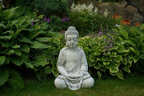 Buddha Skulptur in Steinoptik. Große Skulptur für Garten und Wohnbereich