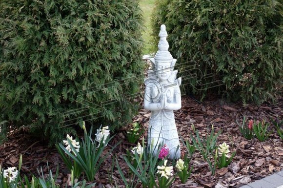Buddha Skulptur in Steinoptik. Große Skulptur für Garten und Wohnbereich