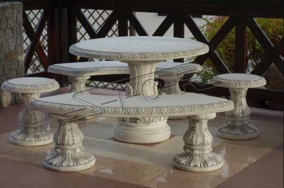 Stein Tisch Terrasse Garten Deko Möbel Edles Antik Stil Design Tische Neu