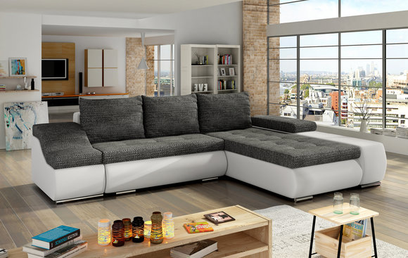 Design Ecksofa Schlafsofa Bettfunktion Couch Leder Textil Polster Sofas Neu
