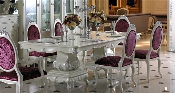 Königlicher Esstisch + 6x Stühle Komplettes Esszimmer Garnitur Tisch Stuhl