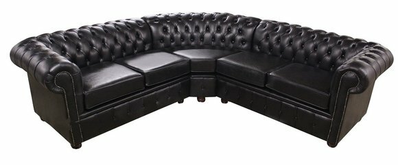 Hochwertige Leder Sofa Chesterfield Couch Polster Eck Garnitur Stoff