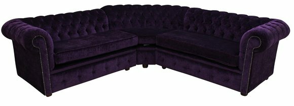 Lila Luxus Chesterfield Eck Couch Sofa Polster Sitz Garnitur Textil Stoff