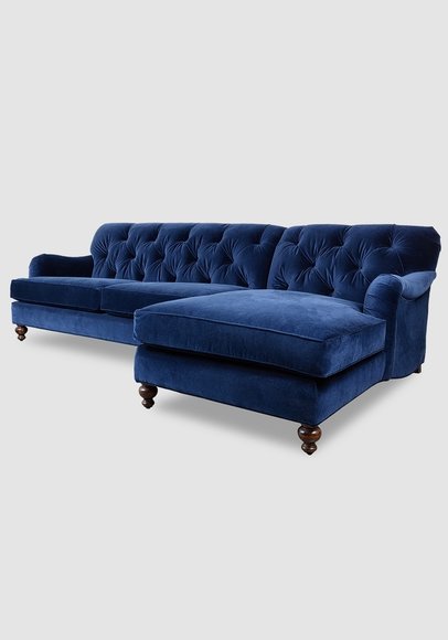 Ecksofa Sofa Couch Polster Blaue Chesterfield Eck Garnitur Couchen