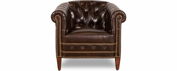Designer Sessel 1 Sitzer Braun Leder Textil Luxus Club Lougne Sofa