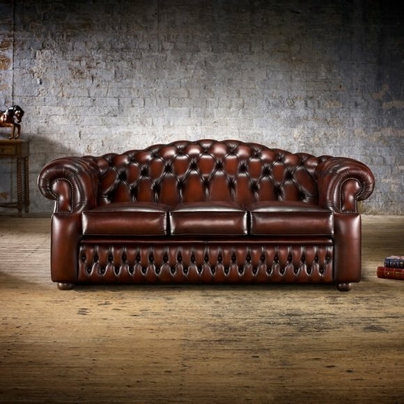 3 Sitzer Chesterfield Ledersofa Wohnzimmer Designer Couchen Polster