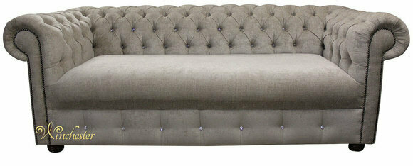 Design Hellgrau Sofa 3 Sitzer Chesterfield Stoff Couch Sofa Polster Sofas Neu