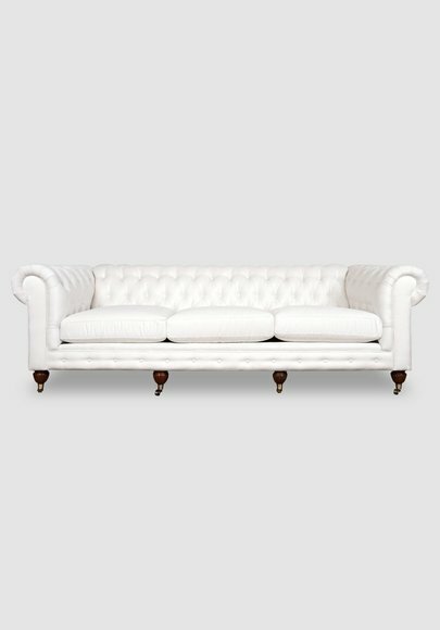 XXL Sofa 4 Sitzer Couch Chesterfield Polster Sitz Garnitur Leder Weiß