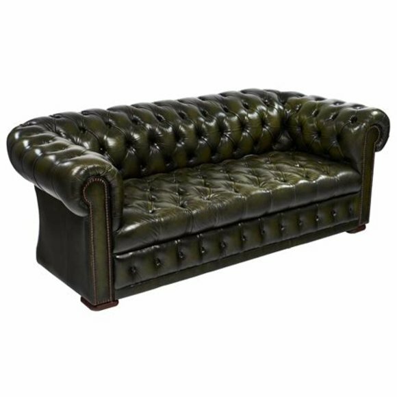 Chesterfield Grüne Polster Leder Stoff Couch 3 Sitzer Sofas Couchen