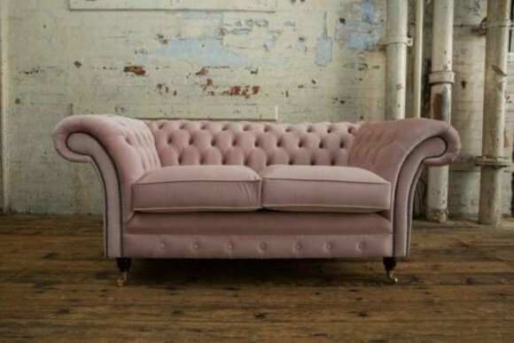Cheserfield Samt Sofa 2 Sitzer Designer Couchen Couch Textil Stoff
