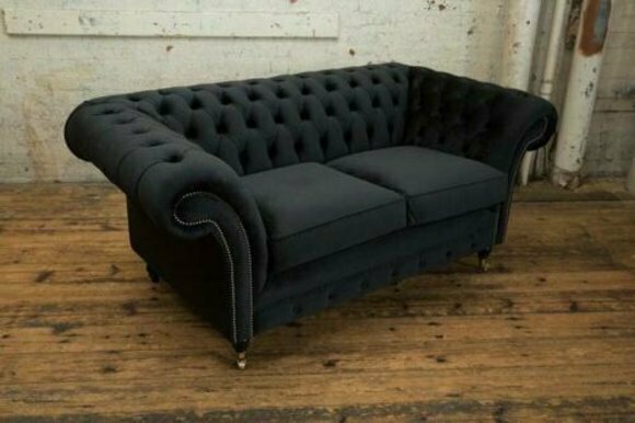Chesterfield 2 Sitzer Couch Textil Stoff Sofa Möbel Edles Design Samt