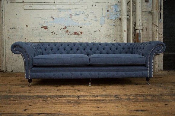 XXL Big Sofa 4 Sitzer Couch Chesterfield Polster Garnitur Leder Textil
