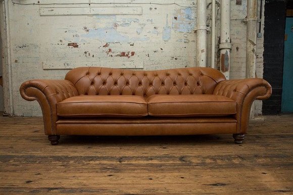 Klassische Chesterfield Leder Couch Sofa 3 Sitzer Sitz Couchen Sofas