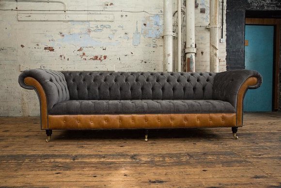 XXL Sofas Chesterfield Polster Design Luxus Sofa 4 Sitzer Leder